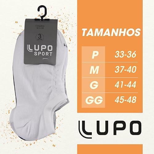 LUPO Kit 9 Pares Meia Soquete Sapatilha Invisível Esportiva Algodão Unissex Adulto, 3 Branca - 3 Cin
