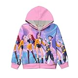 LISTHA Girls Zip Up Hoodies K-Pop Singer Long Sleeve Sweatshirts De-mon Graphic Jackets Hunters Coat With Pockets