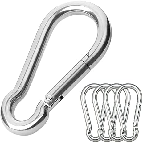 CAIDMOS Carabiner Clips, 5PCS Stainless Steel Carabiner Heavy Duty, Large Carabiner Clips, Spring Snap Hook, Locking Climbing Caribiners Clips for Gym, Plant Hanging, Outdoor Camping, Hiking. 440 lbs