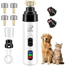 Silent Dog Nail Grinder, Electric Dog Nail Trimmer, USB Rechargeable Pet Nail Grinder, Painless Paws Grooming for Small Medium Large Dogs & Cats with 4 Grinding Heads