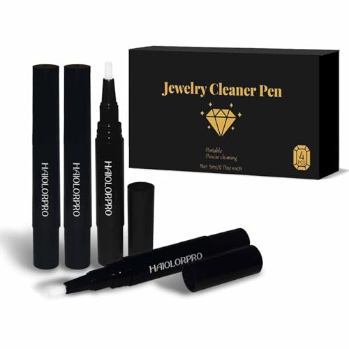 HAIOLORPRO Jewelry Cleaner Pen 4PCS, Ring Cleaner Pen Soft Brush, Diamond Cleaning Pens Stick for Jewelry, Rings, Diamond, Gemstones, Moissanite, Gold, White - Portable and Quick Sparkle