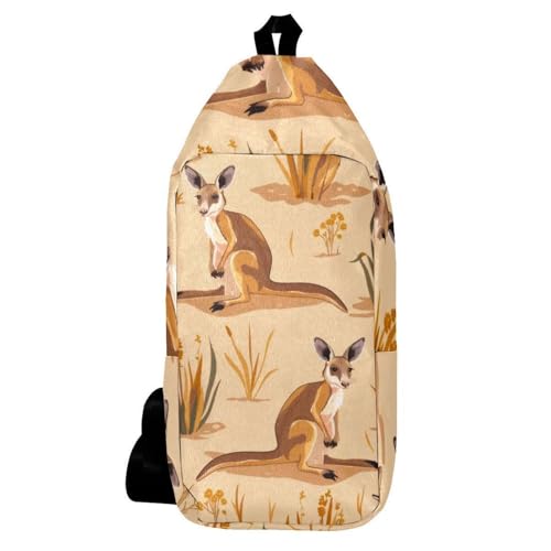 Sac à dos à bandoulière Kangourou avec motif floral jaune, sac compact à fermeture sécurisée