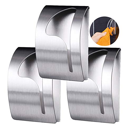 Handtuchhaken Selbstklebend Handtuchhaken Ohne Bohren Geschirrtuchhalter Handtuchhalter Ohne Bohren Handtuchhalter Edelstahl Klebehaken Edelstahl Stark Haftend für Bad Küche Haushalt 3 Stück Cover