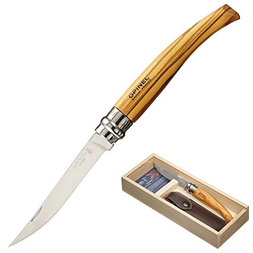 OPINEL Geschenkset Slim-Line-Messer mit Olivenholzgriff in Holzbox