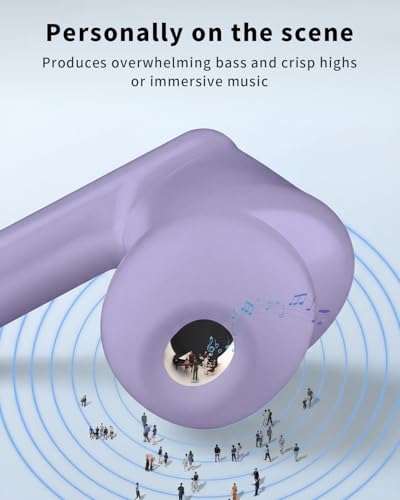 Image of Wireless Earbuds, Bluetooth 5.4 Headphones with 50H Playback, Deep Bass Stereo Ear Buds Clear Calls with LED Power Display, IPX7 Waterproof, in-Ear Earphones with Mic for Phone /Android /iPad, Purple