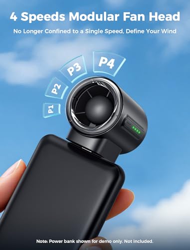 Image of Aecooly Powerful USB C Phone Fan with Flexible Rod, 17000 RPM High Speed, Compatible with iPhone, iPad, Tablet, 4 Speed Mini Portable Phone Fan Attachment for Summer, Travel, Gifts for Women-Black