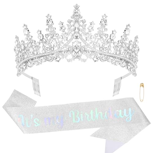 Couronne et écharpe d'anniversaire pour femme diadème princesse