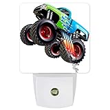 Plug-in Night Light Lamp with Sensor, Cartoon Monster Truck Wheels Wall LED Nightlights Auto Dusk to...