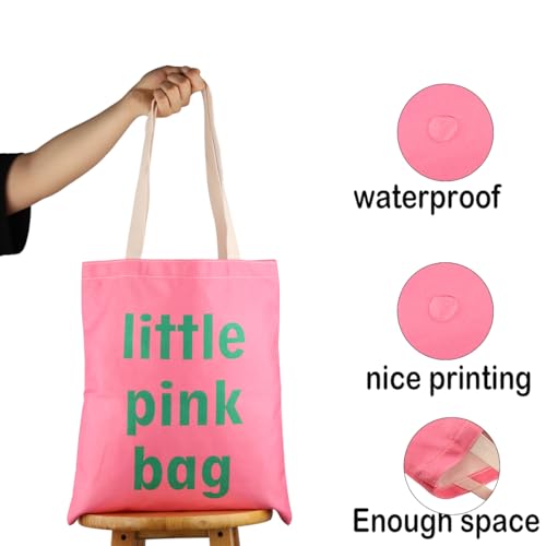 Bolsa Tote Rosa Divertida y Verde para Compras miniatura 4