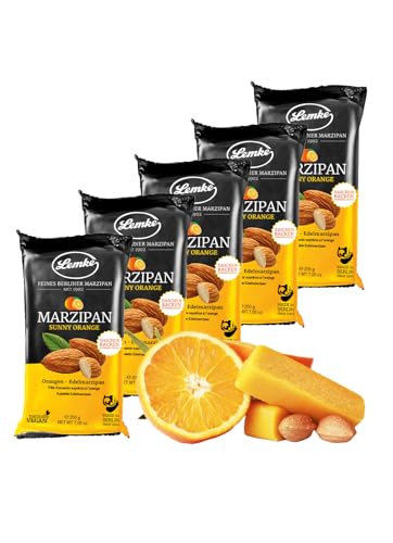 Lemke Sunny Orange Marzipan 5 x 200g/Marzipan mit Orange-Vegan- Backmarzipan