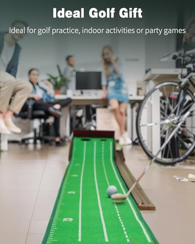 GreenHaven Golf Putting Green Mat - Crystal Velvet Indoor/Outdoor Practice Mat with Auto Ball Return for Home, Office, Backyard - Golf Gift for Men - Thumbnail 6