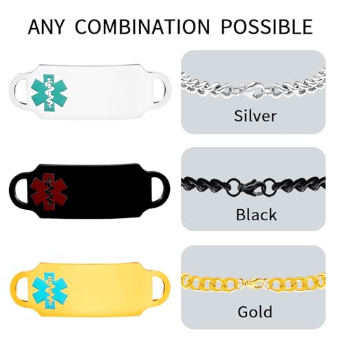 Personalized Titanium Steel Enamel Bracelet - Custom Medical ID, Engraved Information for Women & Men3