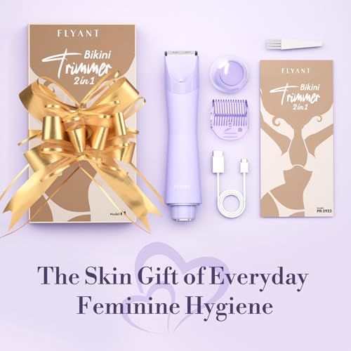Bikini Trimmer for Women, 2 in 1 Electric Shaver for Women, Bikini RazorWaterproof IPX7 with LED, Pubic Hair Trimmer for Leg Arm Underarm Bikini Area, Pull Bows Gift Box(Lavender Dream Purple) by Flyant - Image 7
