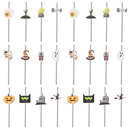 OSALADI 24 pitillos temáticos de calabaza papel Halloween miniatura 1