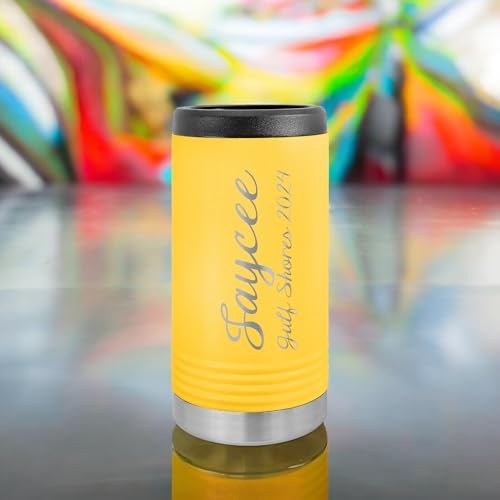 Personalized Skinny Can Cooler Coozie Tumbler Custom Stainless Steel Hard Seltzer Holder for Popular Slim Can Cooler Skinny Canned Beverages - Keeps Drinks Chilled for up to 12 Hours