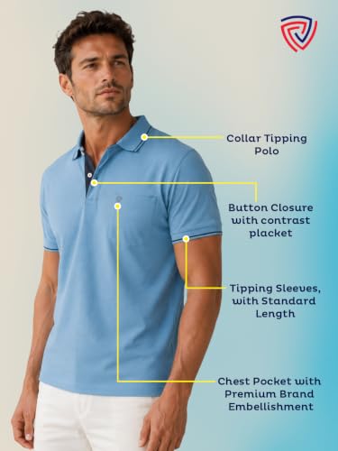 Image of Lux Cozi Men's T-Shirt with Chest Pocket | Polo T-Shirt for Man | Plain Casual Stylish | Half Sleeve| Cotton Blend Collar Polo T-Shirts for Men