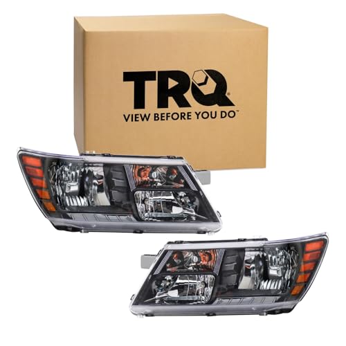 Image of TRQ 2 Piece Headlight Assembly Set Quad Halogen Driver & Passenger Side Compatible with Dodge Journey 2014-2020 With Code LME CH2502265 CH2503265 68200084AC 68200085AC