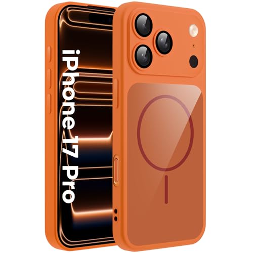 Image of A rtistque Back Cover Case for iPhone 17 Pro | Mag-Safe| Acrylic | Shockproof TPU Protective Design | iPhone 17 Pro Back Cover - Orange Bumper