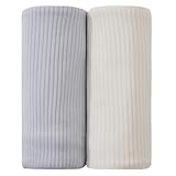 Viviland Jersey Swaddle Blanket, Ultra Soft Stretchy Receiving Blanket for Newborn, Baby Swaddle Wrap for Boys & Girls, 2 Packs,40 x 30 in, Grey & Pink