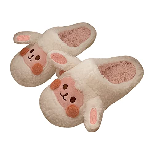 Kawaii Fuzzy Sheep Slippers Cute Soft Warm Cozy House Slippers Winter Fluffy Funny Animal Shoes