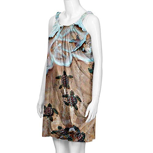 Dress For Women, Women's Summer Casual Sleeveless Marine Life Print Midi Dresses Sun Dresses For Beach Wedding Party #TOP3