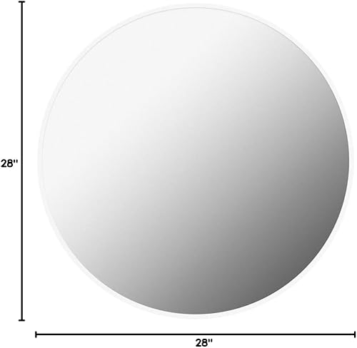 Miniatura 9 de FrameWorks Espejo de aluminio circular blanco contemporáneo de lujo de 28"