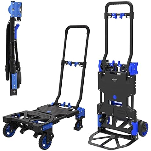 Multifunktionaler 2-in-1-Handwagen mit zusammenklappbarer Plattform und 360-Grad-Schwenkrädern Cover