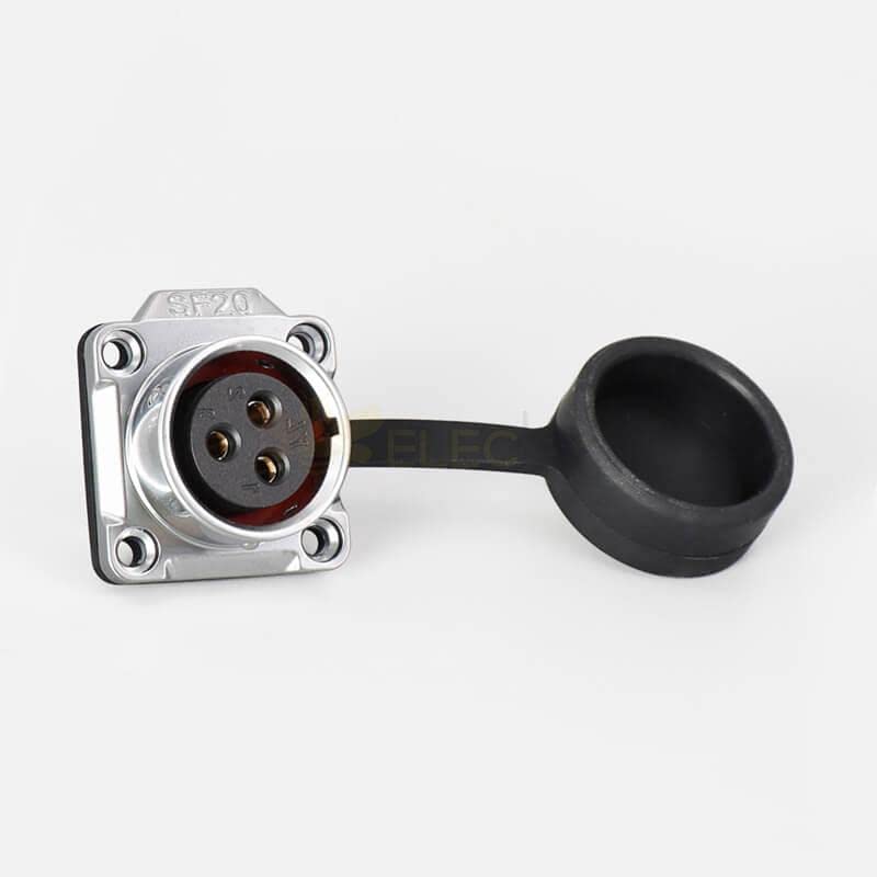 SF20 3 Pin Waterproof Plug+Socket 4-Hole Flange Metal Aviation Circular Quick Push-Pull Industrial