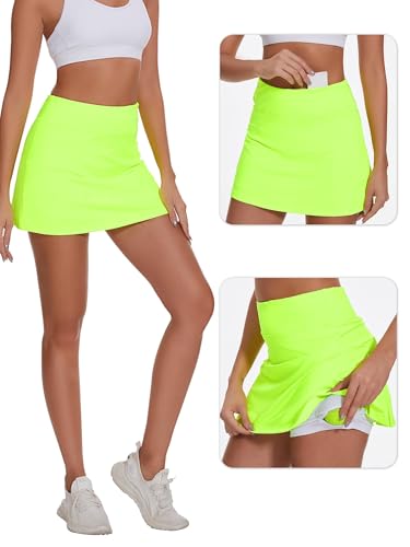 Image of Ibeauti Womens Back Pleated Athletic Tennis Skorts Golf Skirts with 3 Pockets Mesh Shorts for Running Active Workout