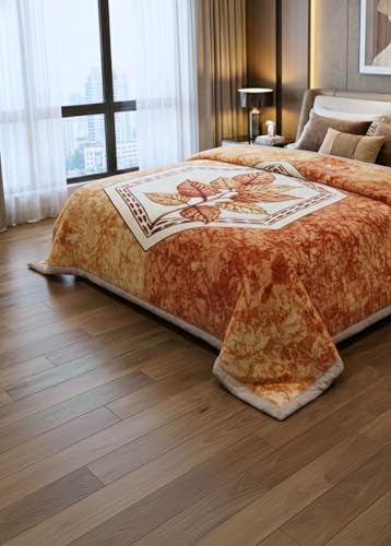 Image of Signature Exclusive Chanakya Supersoft Luxury Heavy Winter Double Ply Double Bed Mink Blanket - 4.5 kg | 100% Polyester | 2.10 m x 2.40 m | Royal Luxe Comfort for Extreme Cold (Caramel Blossom)