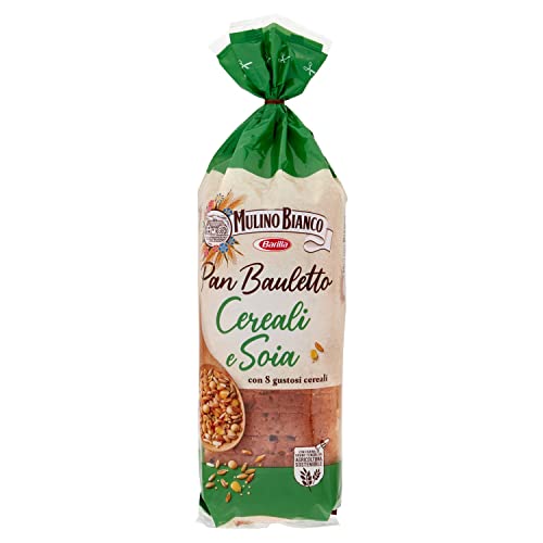 Mulino Bianco Pan Bauletto ai Cereali e Soia con 8 Gustosi Cereali, Senza Olio di Palma, Pane Saporito, Morbido e Nutriente, Ideale per Merenda o Spuntino, 400 g