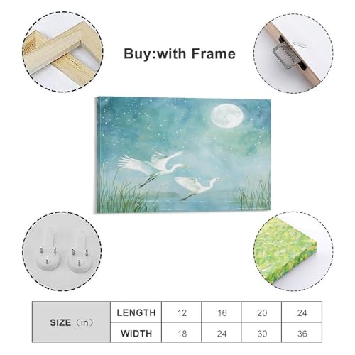 Toile murale grue et oiseaux blancs pour salon zen 60x90cm - 3