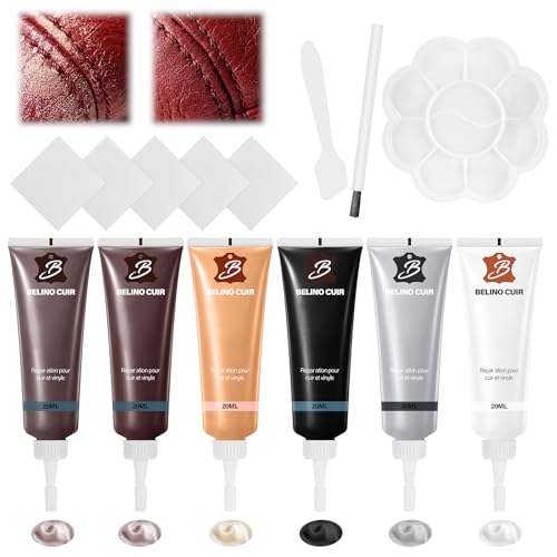 Kit Riparazione Pelle, 6 Colori Crema di Riparazione,Balsamo Riparazione Pelle,