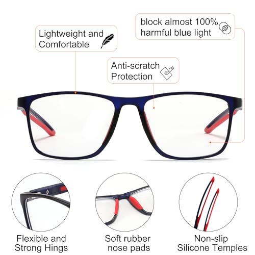 Image of FEISEDY Blue Light Glasses for Women Men TR90 Sports Ultra-Light Glasses Anti Glare UV Protection B0109