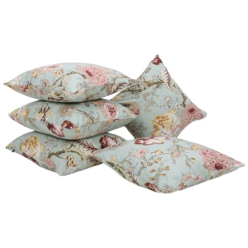 Image of Clasiko Cotton Cushion Covers Set of 5; 12x12 Inches; Blush Green