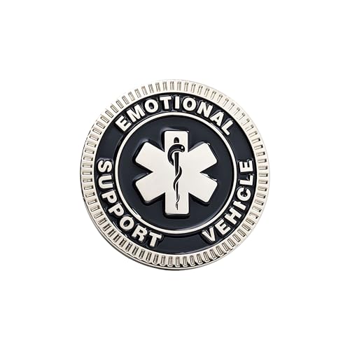 Emotional Support Vehicle Metal Emblem - 3D Car Badge Decal for Vehicles, Trucks, SUVs, RVs Alloy Auto Accessory (Black)