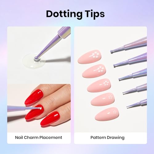 Image of Beetles 5PCS Nail Art Dotting Tools 3D Nail Gel Set, Dual-Headed Nail Art Sculpture Pen with Clear Solid Builder Gel Kit, Silicone Nail Tools, Carving Drawing Tool Set for Nail Art Salon Home DIY