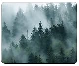 Mouse Pad, Square Mousepads with Stitched Edge, Computer Mice Pad Waterproof Mouse Mat for Home Office Gaming Working Learning, Smooth Lycra Cloth, Non-Slip Rubber Base, 9.5x7.9 in, Forest