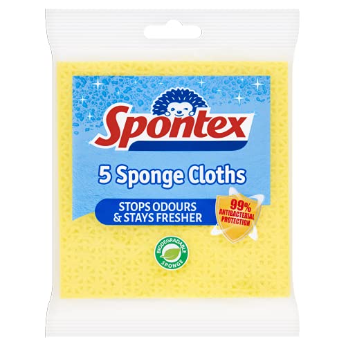 Spontex 5 paños de Esponja, 19, 4 x 18 cm, Rosa/Verde/Amarillo (Paquete Mixto)
