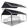 Abba Patio Carport Replacement Top Canopy Cover for 10×20 Carport Portable Garage?Windproof Waterproof UV Resistant, Dark Grey(Only Top Cover, Frame is not Included)