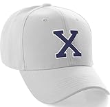 Daxton Classic Baseball Hat Custom A to Z Initial Team White Navy Letter, White Cap Letter X