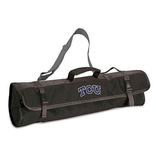 PICNIC TIME NCAA Texas Christian Horned Frogs 3-Piece BBQ Tote, Black With Gray Accents