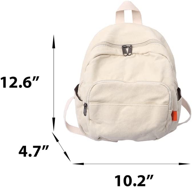Miniatura 7 de Mini mochila para mujeres y hombres, pequeña bolsa de lona estética, mochila de trabajo, mochila linda, bolso casual, Blanco, Mochilas Daypack