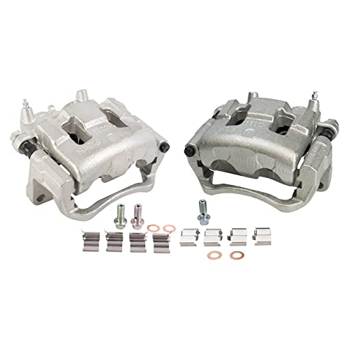 Image of TRQ Front Brake Caliper Set Zinc Coated Brackets Hardware Compatible with 2007-2009 Ford Edge 2007-2008 Lincoln MKX 2007-2012 Mazda CX-7