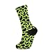 KLL Green Black Leopard Print Fashion football crew socks running soft wicking mens tube socks (2-Pair)