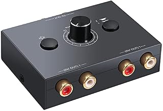 PROZOR RCA Stereo Audio Switch 2(1)-In-1(2)-Out Bi-Directional R/L Stereo Audio Switcher with Mute Button and No External Power Required