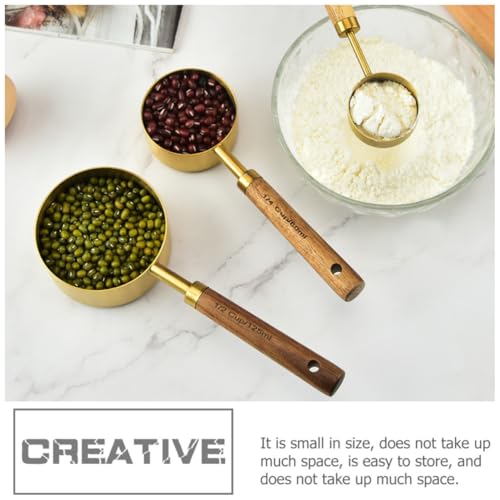 Cucharas medidoras de acero y madera de nogal para repostería elegante 4