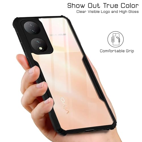 Image of Jkobi Back Case Cover for Vivo Y100 (Shockproof with Polycarbonate Clear Panel | Professional Black)