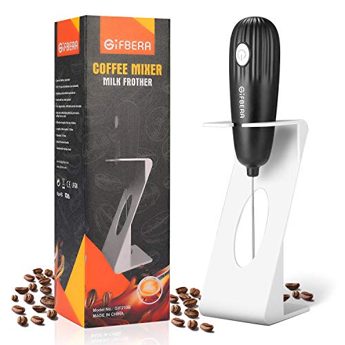 Gifbera Coffee Mixer Milk Frother Handheld Electric Battery Operated Foam Maker for Coffee Lattes, Cappuccino, Hot Chocolate, Frappe, Drink Mixer With Durable Stainless Steel Whisk