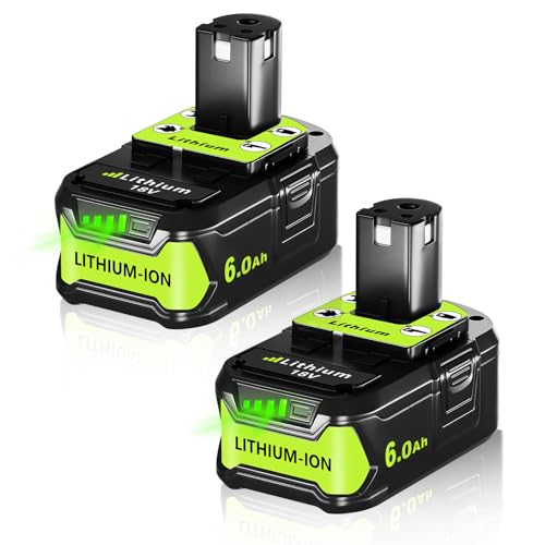 ANTOOLOCKER Replacement for Ryobi 18V Battery: 2 Pack 6.0Ah for Ryobi Lithium 18v Battery P108 P102 P107 P109 Cordless Power Tools Fits Craft Creator
